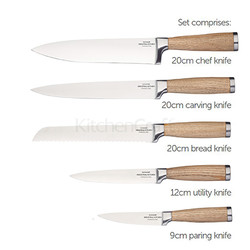 IK Набір ножів 5 одиниць з підставкою з нержавіючої сталі