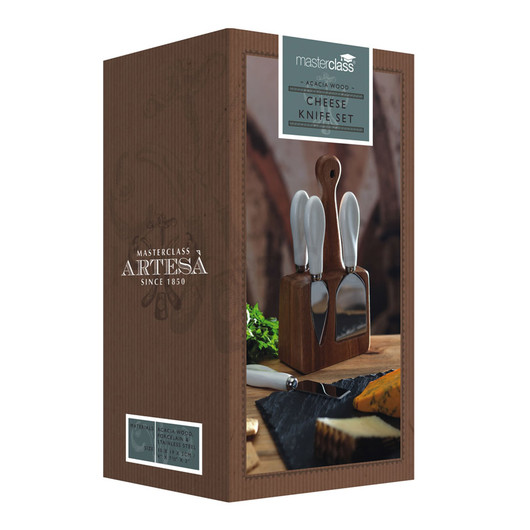 MC Artesa Набір для сиру з дерев'яною підставкою та 4 приборами  (арт. 472571)