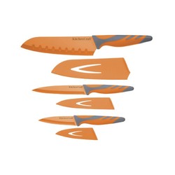 CW Набор ножей с ножнами и мягкой ручкой 3 единицы голубой